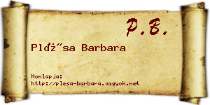 Plésa Barbara névjegykártya